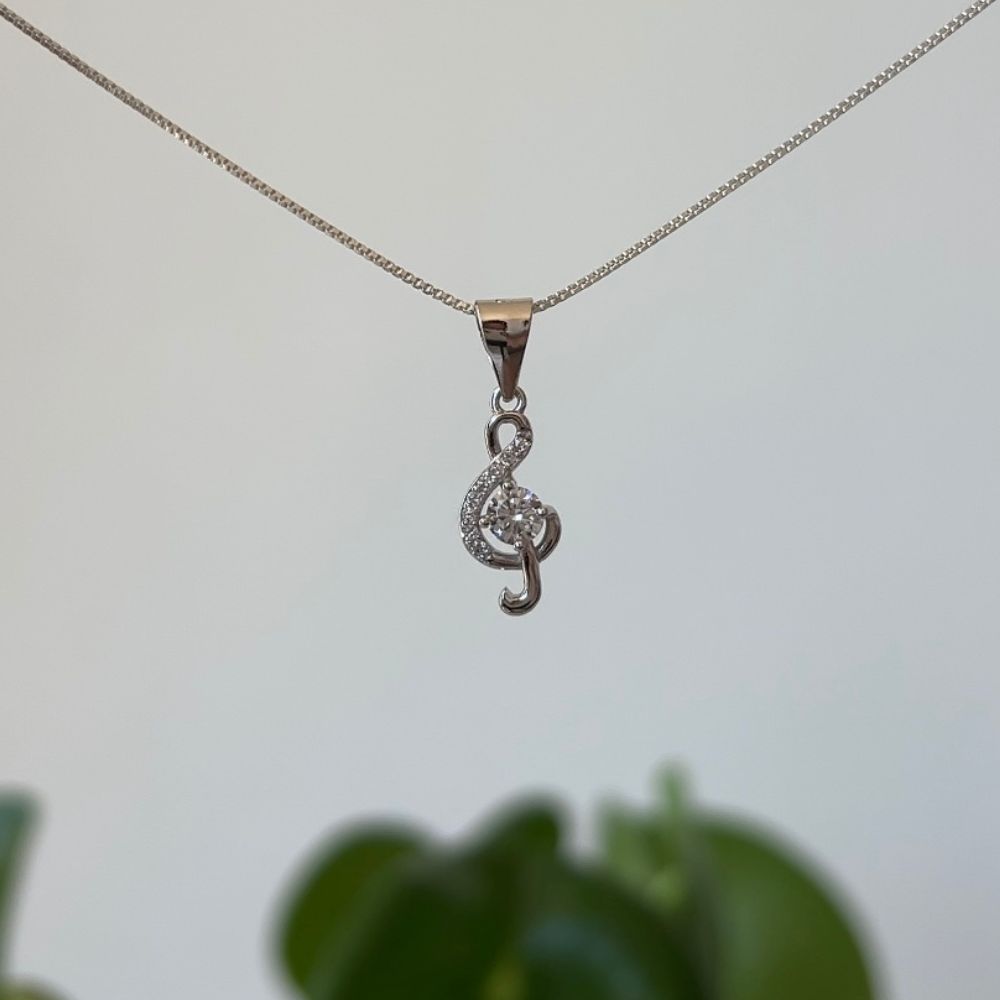 Collar Nota Musical Plata 925