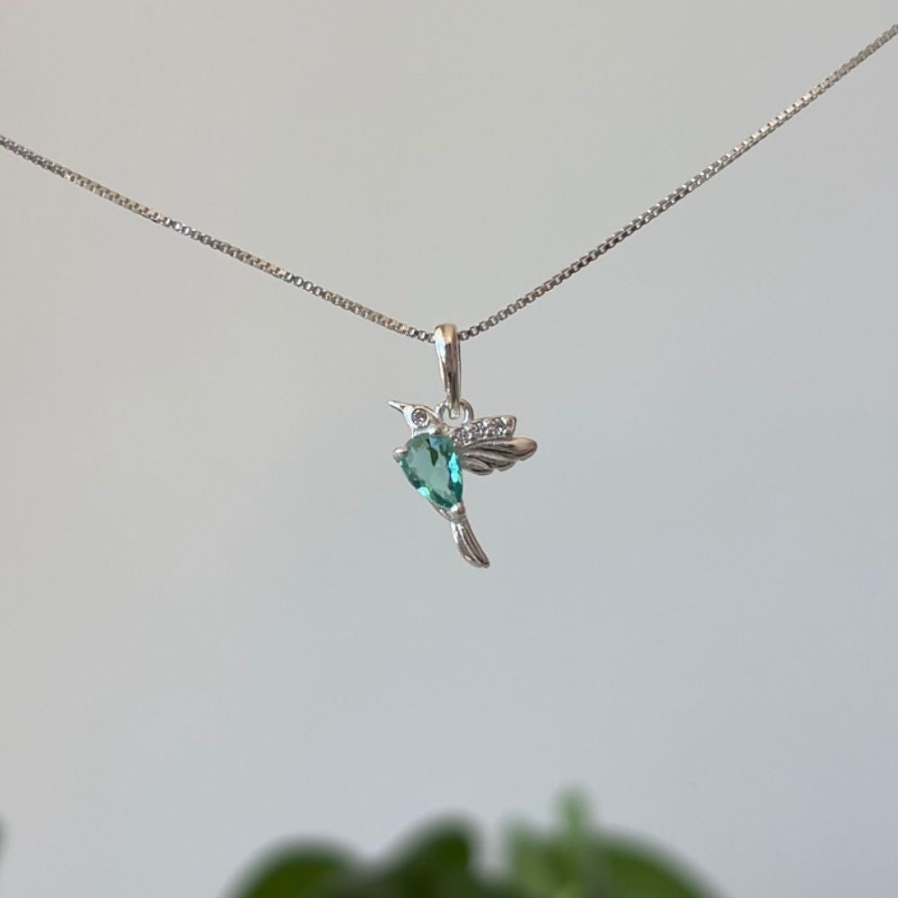 Collar Colibrí Turquesa Plata 925
