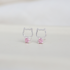 Aros Gato Rosados Plata 925