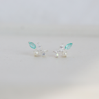 Aros Hoja Celeste Plata 925