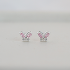 Aros Mariposa Rosados Plata 925