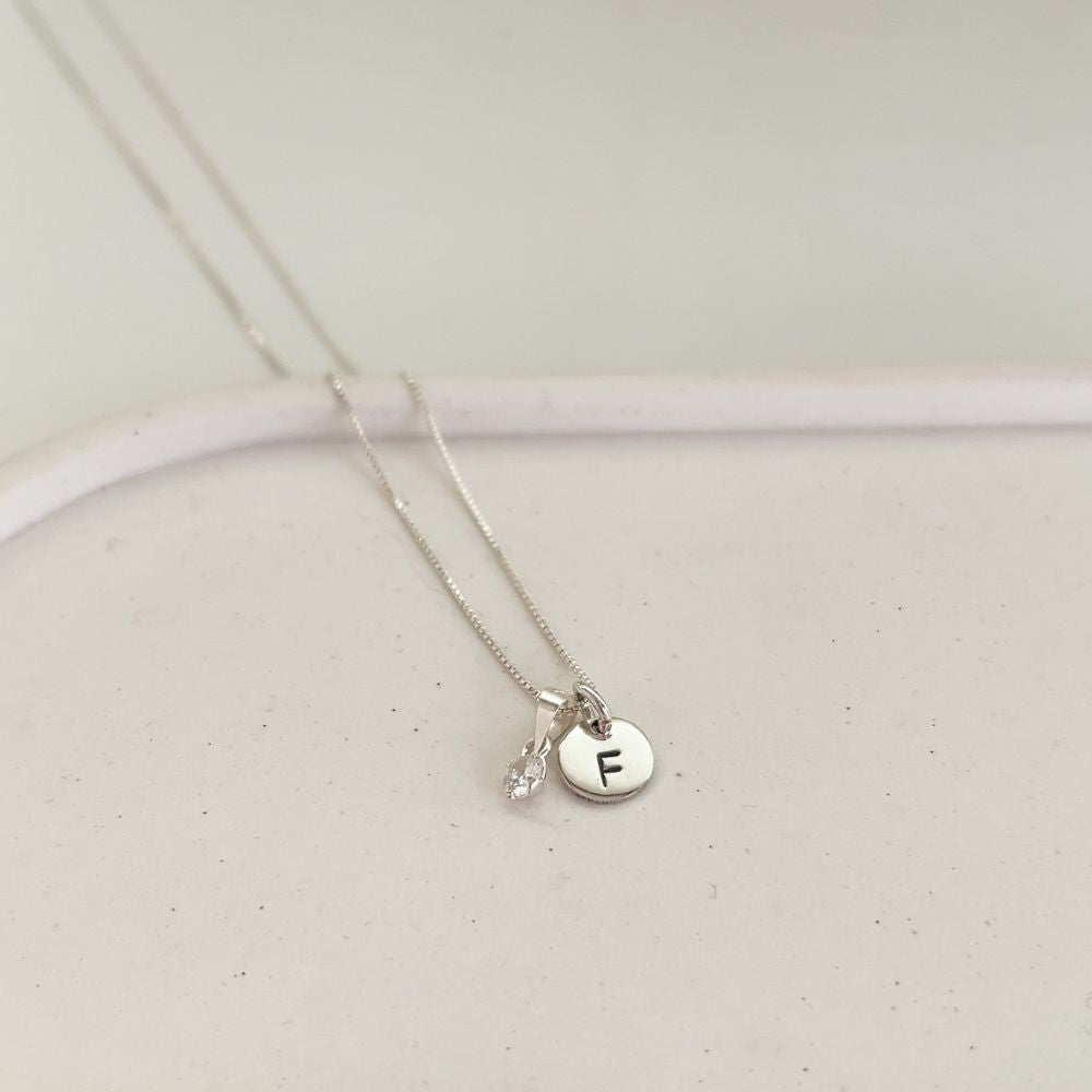 Collar Letra Medalla 8mm Plata 925