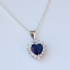 Collar Corazón Circón Azul