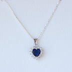 Collar Corazón Circón Azul