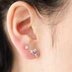 Aros Colibrí Morados Plata 925