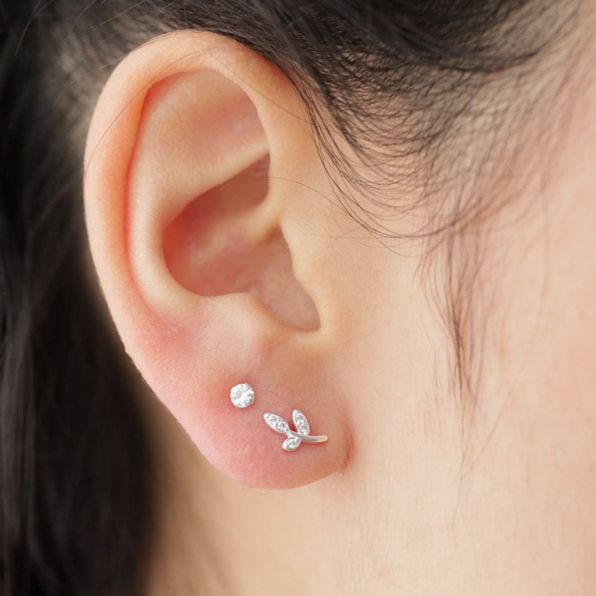 Aros Hojita Mini Plata 925