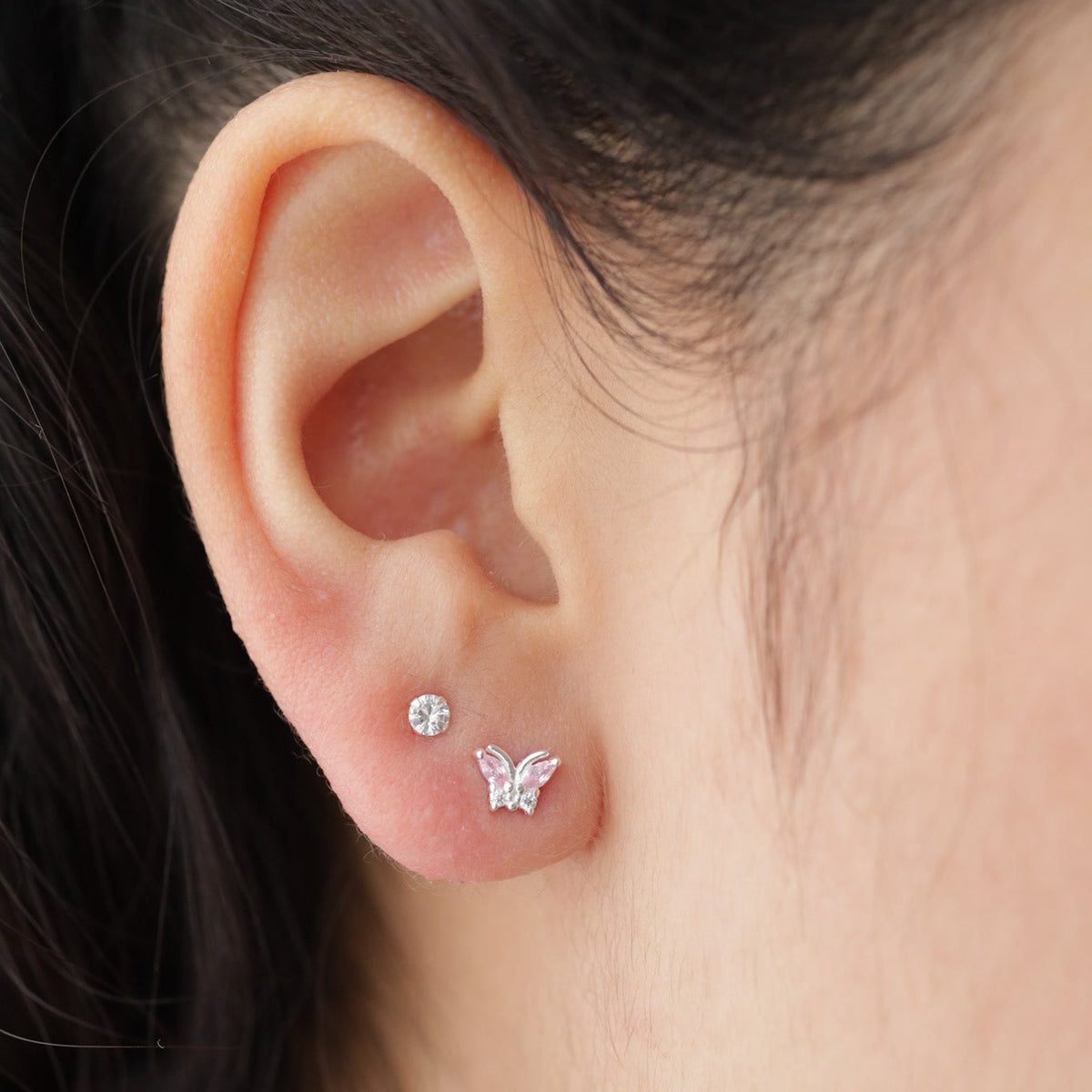 Aros Mariposa Rosados Plata 925