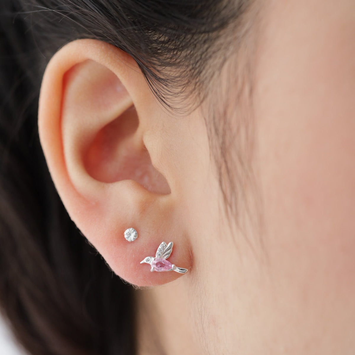 Aros Colibrí Rosados Plata 925